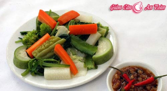 Giảm cân bằng rau củ quả luộc Giảm cân bằng rau củ quả luộc