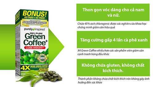 Viên Giảm Cân Chiết Xuất Hạt Cà Phê Xanh -100% Purely Inspired Green Coffee2
