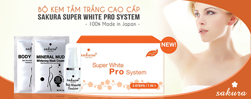 Bộ Kem Tắm Trắng Cao Cấp Sakura Super White Pro System4