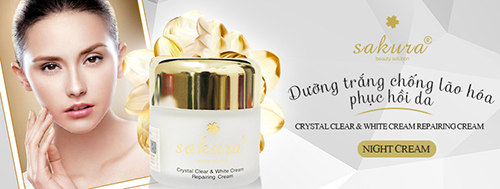 Kem Dưỡng Trắng Chống Lão Hóa Phục Hồi Da Ban Đêm Sakura Crystal Clear & White Cream Repairing Cream2