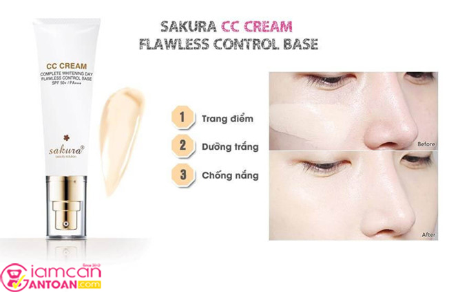 Kem Trang Điểm, Chống Nắng Sakura CC Cream Flawless Control Base SPF50+ PA++++7