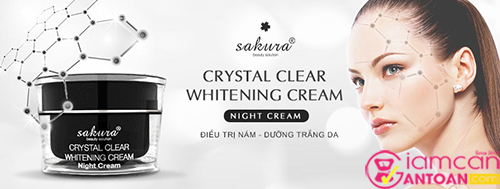 Kem Trị Nám Trắng Da Ban Đêm Sakura Crystal Clear Whitening Night Cream 6