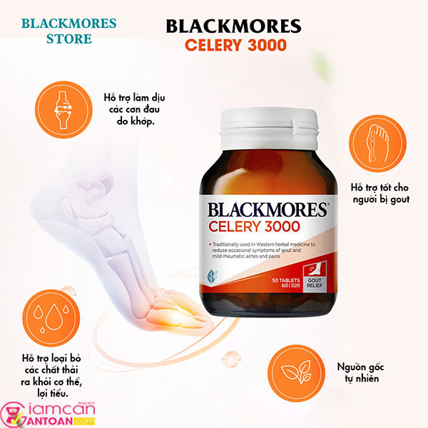 Blackmores Celery 3000mg làm giảm nguy cơ lắng đọng acid uric tại các khớp.