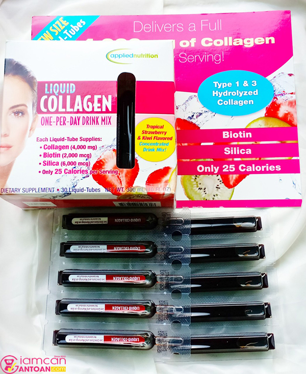 Collagen Liquid Drink Mix 4000 Mg chứa một lượng lớn collagen giúp phục hồi da