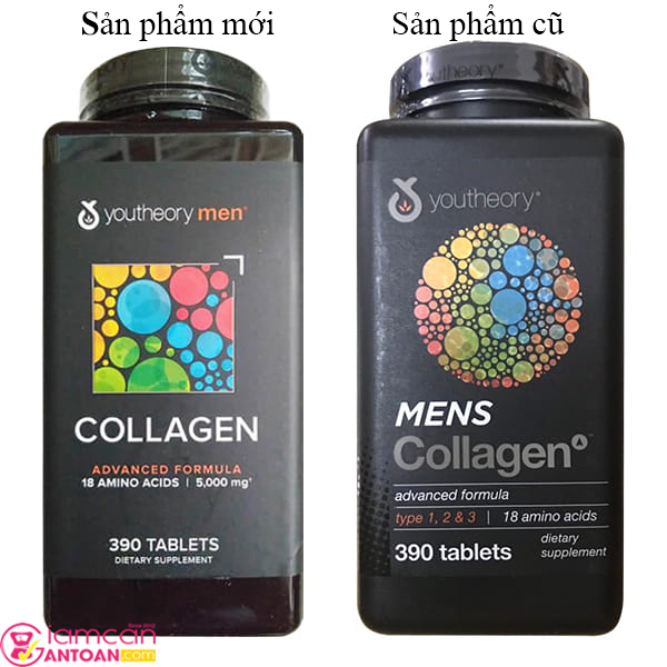 Collagen Youtheory Men's Type 1, 2 & 3 sản phẩm mới và cũ