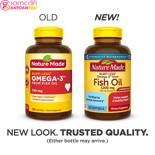 Phân biệt Omega3 Nature Made Fish Oil 1200mg cũ và mới 