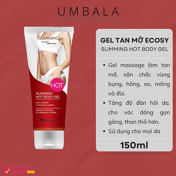 Gen tan mỡ Ecosy Slimming Hot Body  đốt nóng vùng mỡ thừa sâu bên trong và đào thải mỡ.