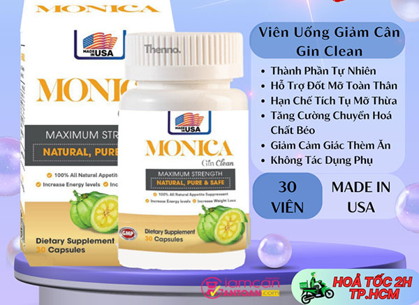 Monica Gin Clean Maximum Strength ngăn chặn sự hấp thu của chất béo, giúp cơ thể không tích tụ chất béo.