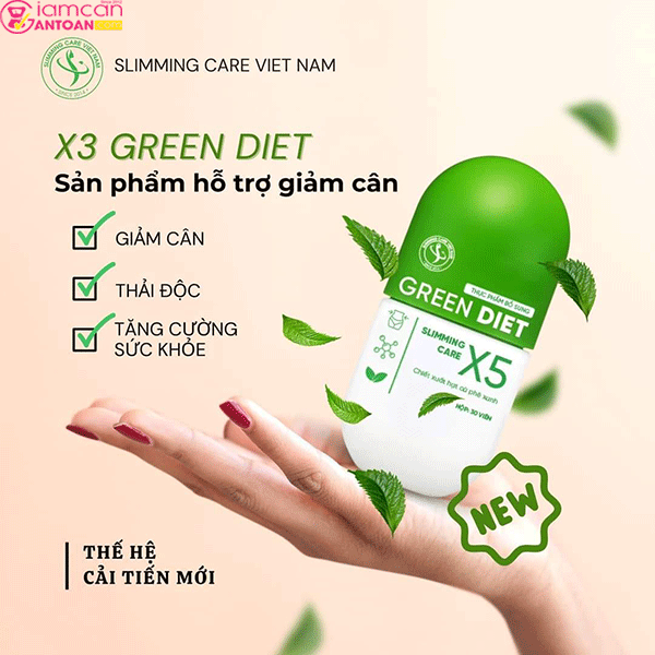 Green Diet Slimming Care X5 giúp detox cơ thể, đào thải mỡ nội tạng.