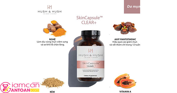 Hush & Hush Skin Capsule Clear+ chứa nhiều thành phần tốt cho da