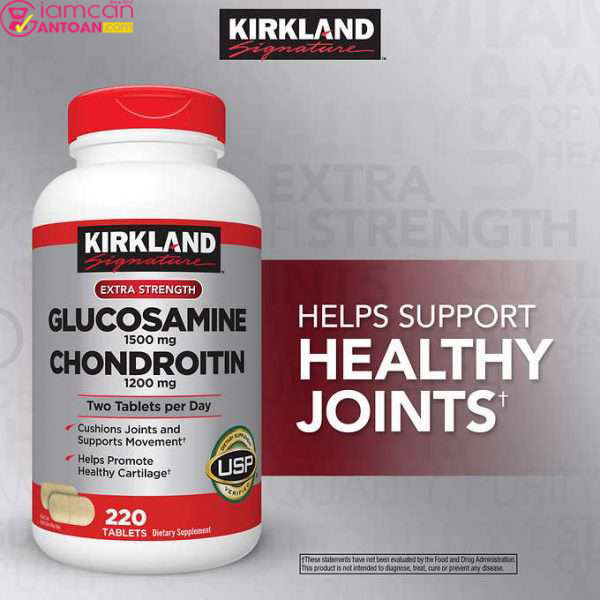 Glucosamine 1500mg & Chondroitin có tác dụng bôi trơn khớp và chống lão hóa xương.