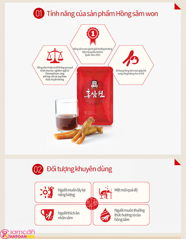 Hồng Sâm KGC Won Drink Gold chứa nhiều thành phần tốt cho sức khỏe