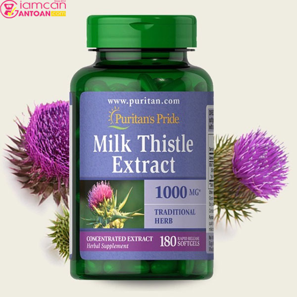 Milk Thistle Extract Puritan’s Pride 1000Mg hỗ trợ chức năng gan, giảm các bệnh về gan.
