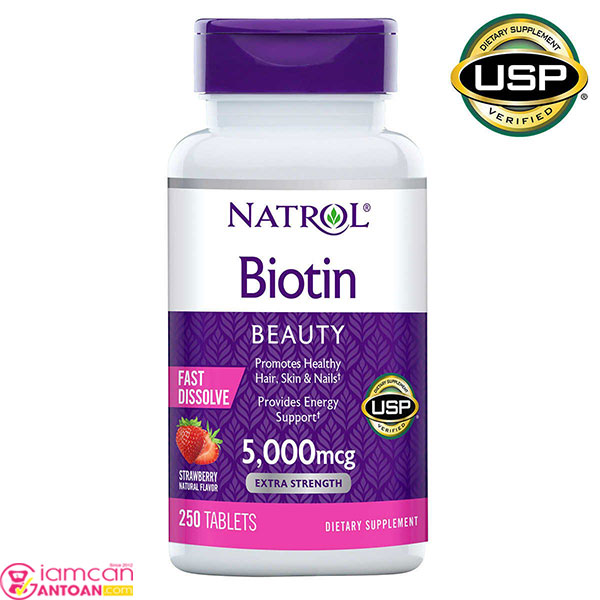 Natrol Biotin Beauty 5000mcg giúp hỗ trợ mọc tóc và ngăn ngừa tóc rụng cực hiệu quả