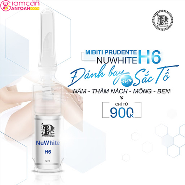Nuwhite H6 Mibiti Prudente phục hồi cho bạn một vùng da mịn màng, trắng sáng.