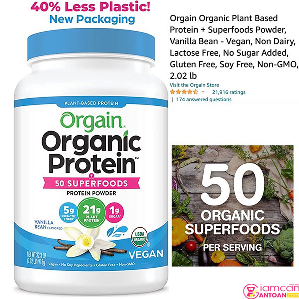 Orgain Organic Protein & Superfoods giảm tình trạng đầy bụng khó tiêu