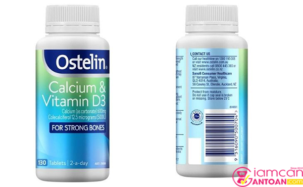Ostelin Vitamin D & Calcium của Úc chứa những thành phần an toàn tốt cho sức khỏe