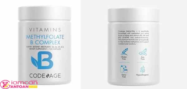Viên Vitamin B CodeAge Methylfolate B nâng cao miễn dịch, xử lý chất béo
