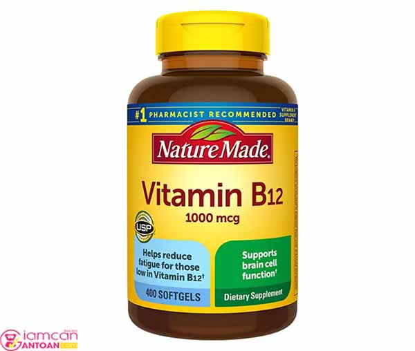Vitamin B12 Nature Made 1000 mcg Của Mỹ giúp tăng năng lượng cho hoạt động của các tế bào.