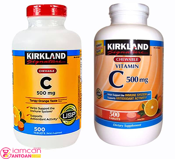 Cách phân biệt sản phẩm mới (nắp đỏ) và cũ (nắp trắng) của Vitamin C Kirkland