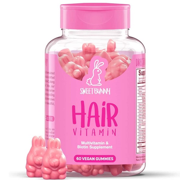 Kẹo Gấu Mọc Tóc Sweet Bunny Hare Hair Vitamines 60 Viên Màu Hồng