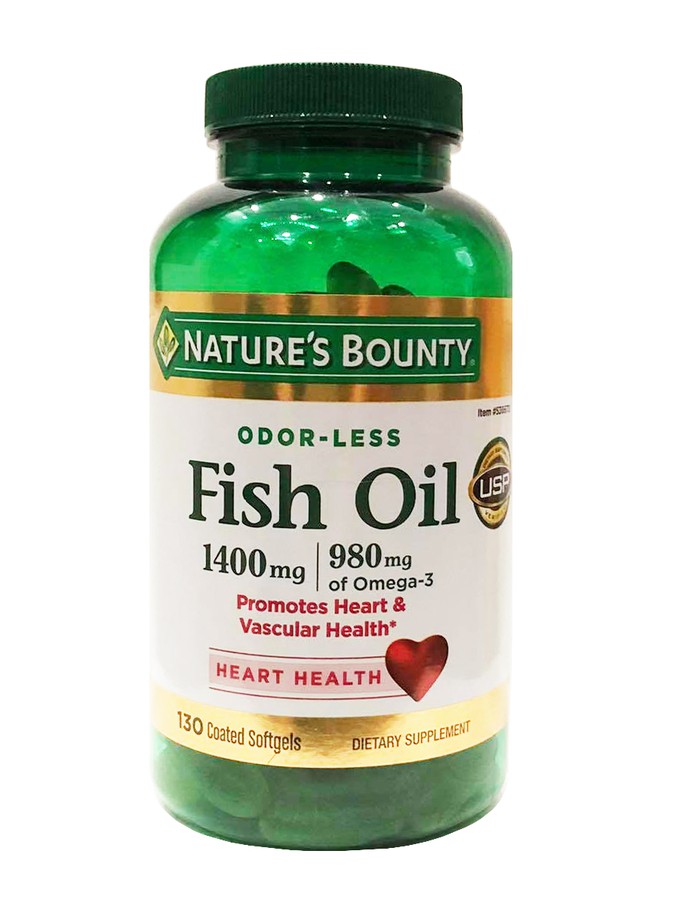 Viên Dầu Cá Bổ Mắt Không Mùi Nature's Bounty Fish Oil 1400mg 130 Viên Của Mỹ