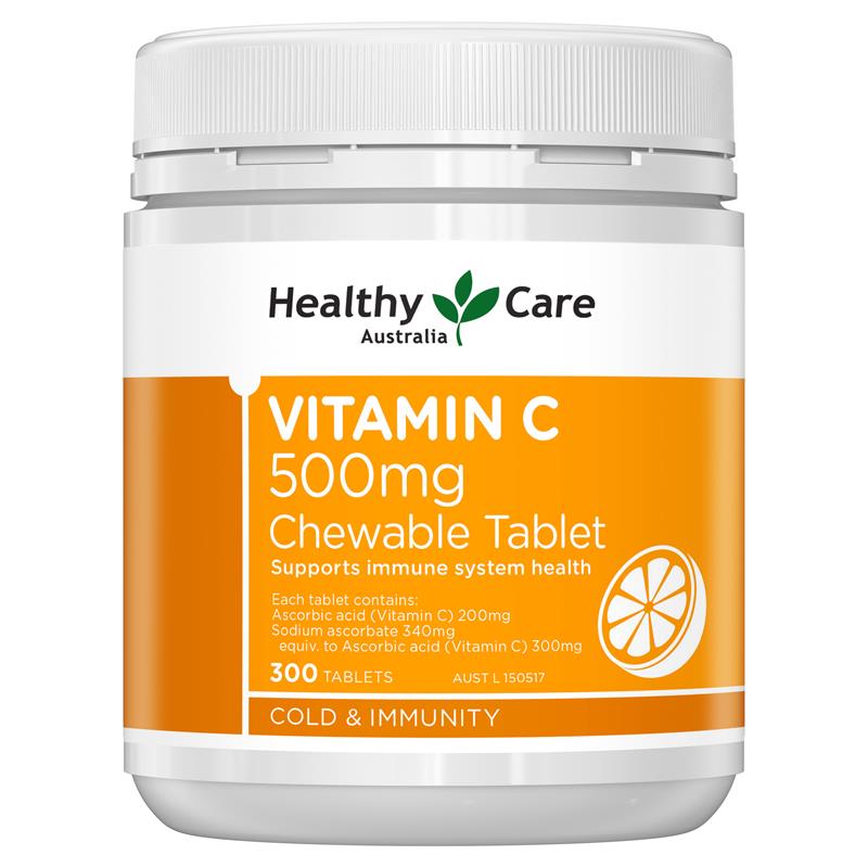 Viên Nhai Healthy Care Bổ Sung Vitamin C 500mg Chewable Tablet 300 Viên Của Úc