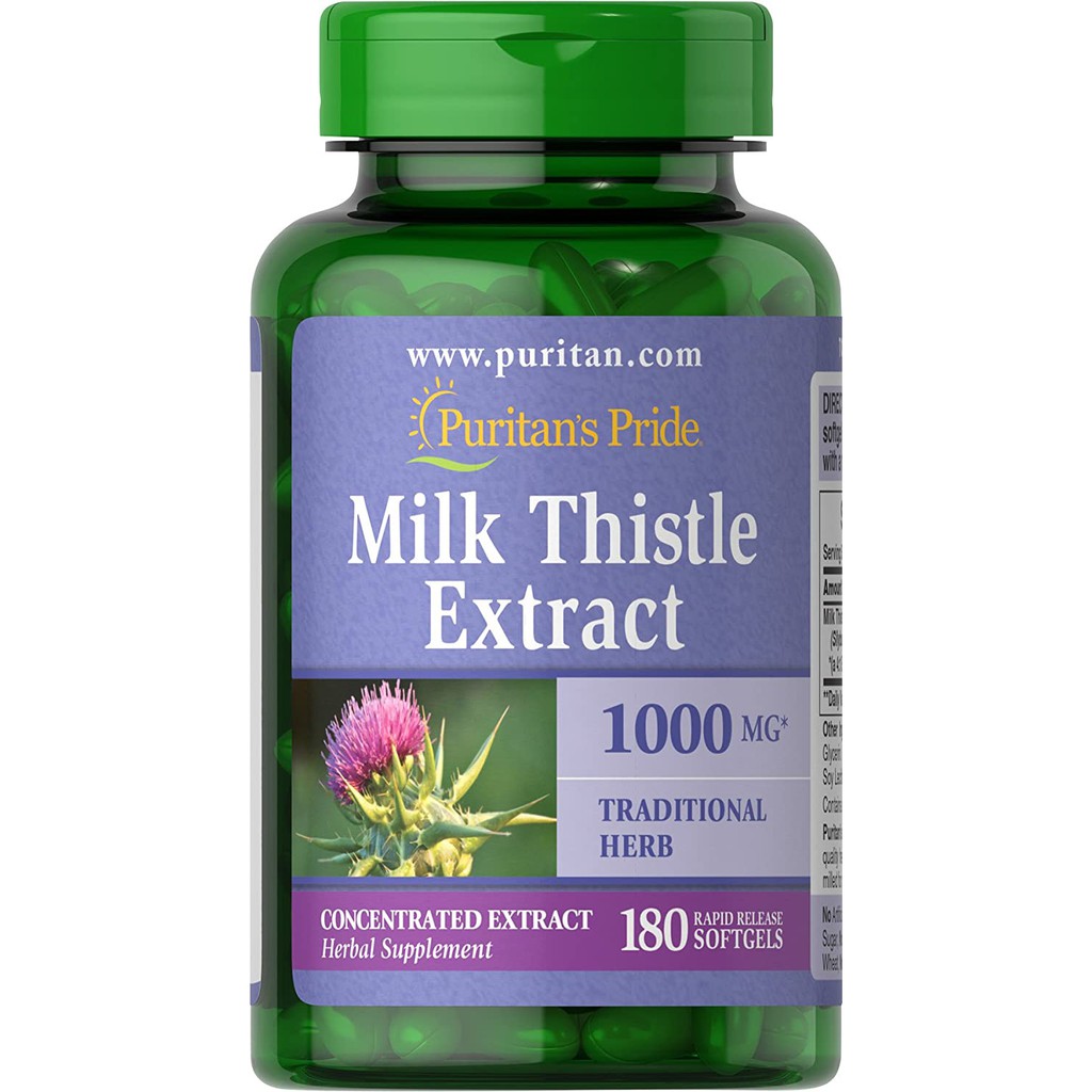 Viên Uống Bổ Gan Milk Thistle Extract Puritan’s Pride 1000Mg 180 Viên Của Mỹ