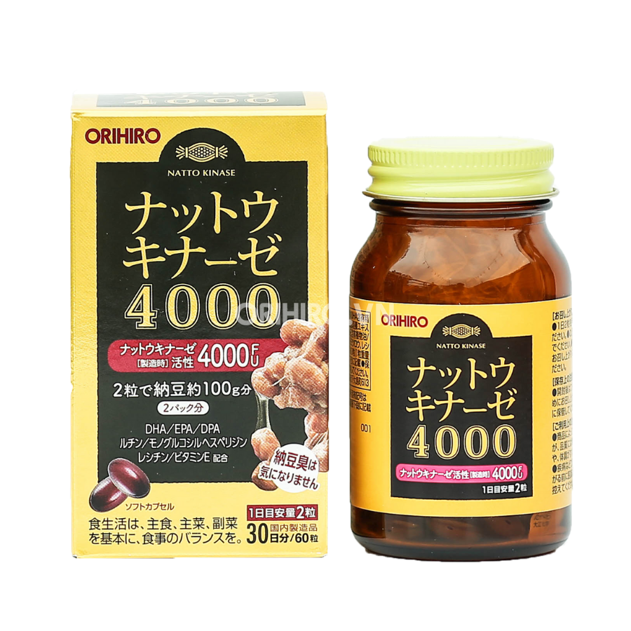 Viên Uống Hỗ Trợ Phòng Ngừa Đột Quỵ Orihiro Nattokinase 4000 FU 60 viên