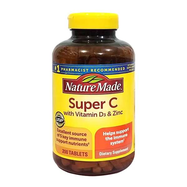 Viên Uống Tăng Cường Miễn Dịch Nature Made Super C With D3 & Zinc Của Mỹ