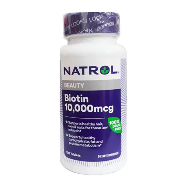 Viên Uống Mọc Tóc, Ngăn Rụng Tóc Natrol Biotin 10.000mcg Của Mỹ